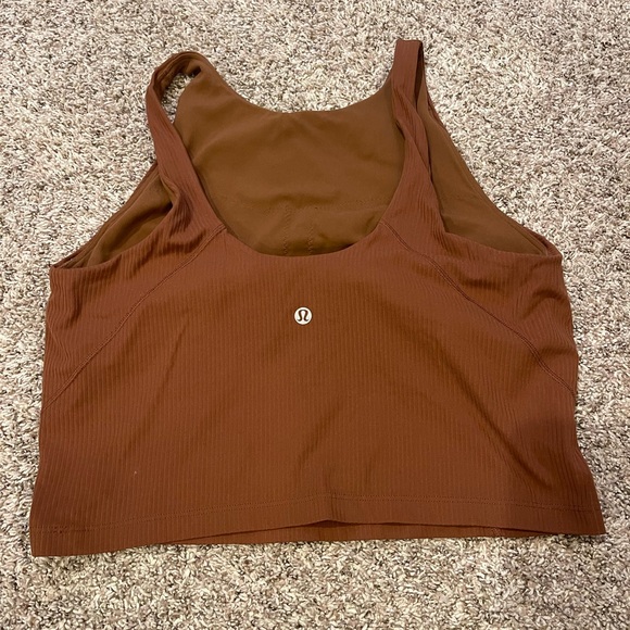 Lululemon Align Ribbed High-Neck Tank Top, Roasted Brown, Size 12 - Picture 3 of 6
